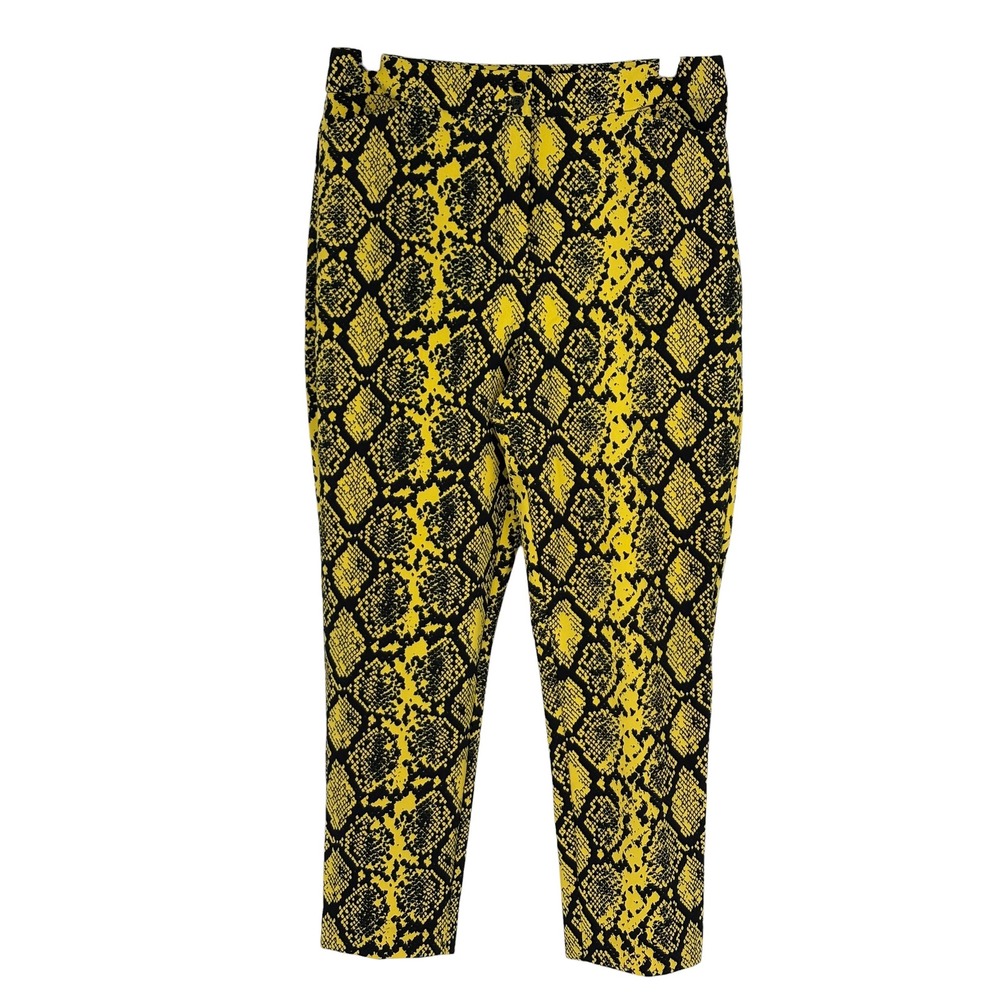 New York & Company Pants Yellow Black Snakeskin Print High Rise Tall 10